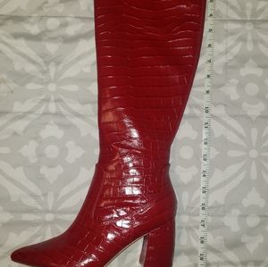 Marc Fisher 6.5 Red Leather knee high boots